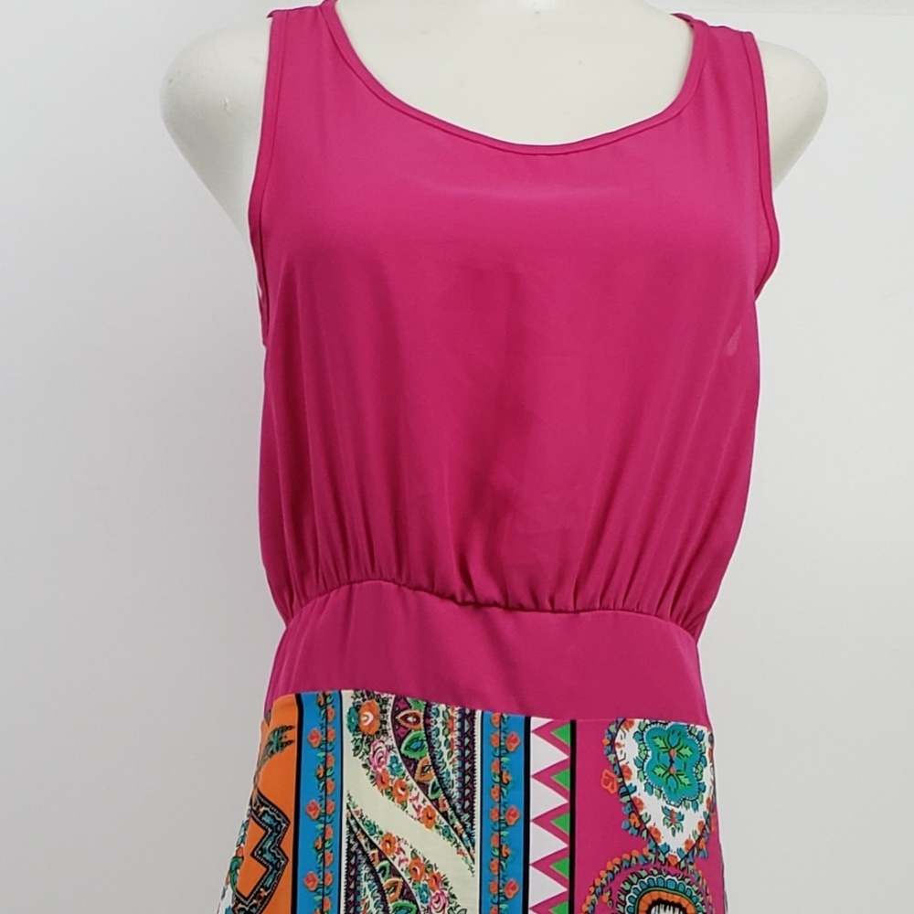 KMC Dress size L Pink Multi-Color Sleeveless Maxi